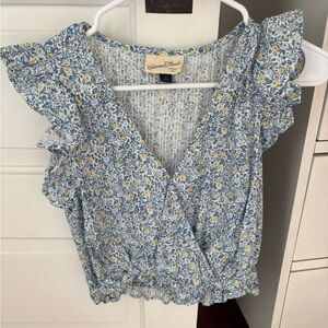 Blue floral blouse